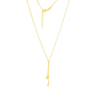 Sterling Silver Gold Plated Polished Double Tear Drop Pendant Chain Shiels