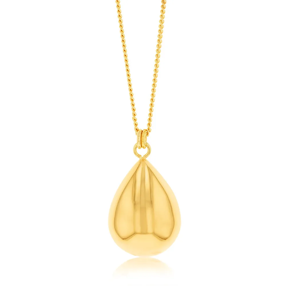 Sterling Silver Gold Plated Polished Tear Drop Pendant On Chain Shiels