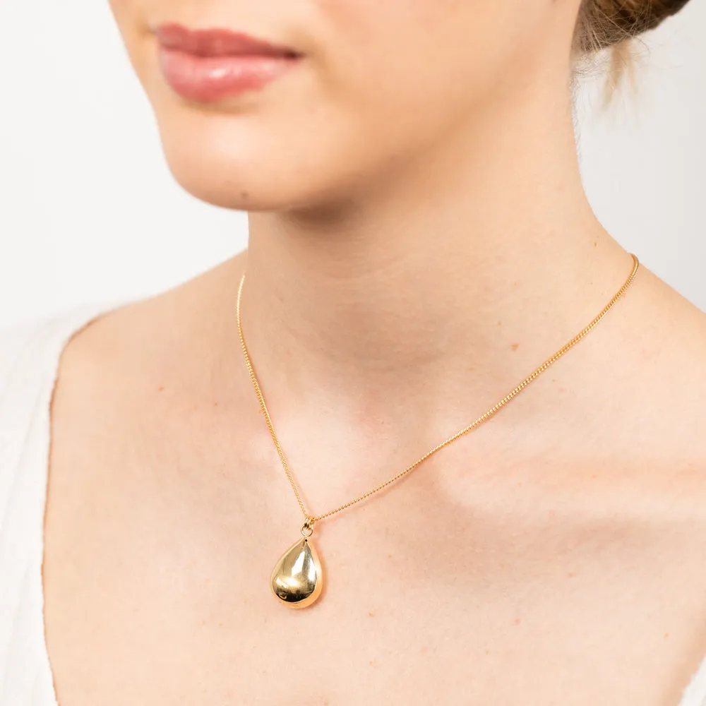 Sterling Silver Gold Plated Polished Tear Drop Pendant On Chain Shiels