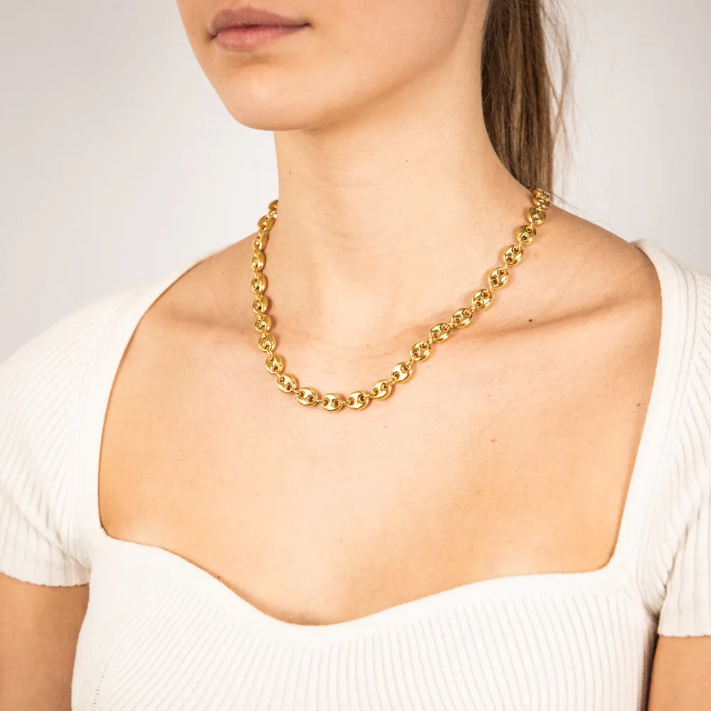 Sterling Silver Gold Plated Puff  45.5cm Chain Shiels