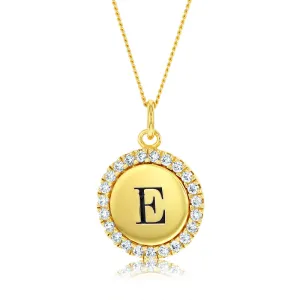 Sterling Silver Gold Plated Round Initial "E" Pendant On 45cm Chain Shiels