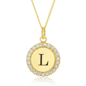 Sterling Silver Gold Plated Round Initial "L" Pendant On 45cm Chain Shiels