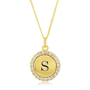 Sterling Silver Gold Plated Round Initial "S" Pendant On 45cm Chain Shiels