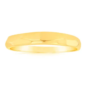 Sterling Silver Gold Plated Simple Diamond Cut Ring Shiels
