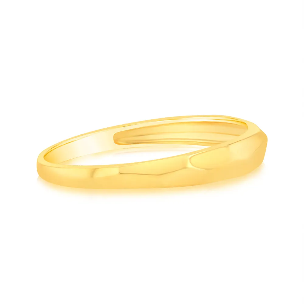 Sterling Silver Gold Plated Simple Diamond Cut Ring Shiels
