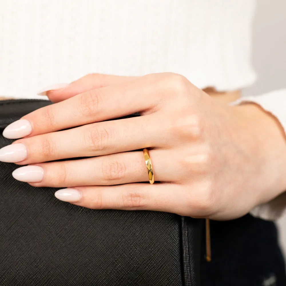 Sterling Silver Gold Plated Simple Diamond Cut Ring Shiels