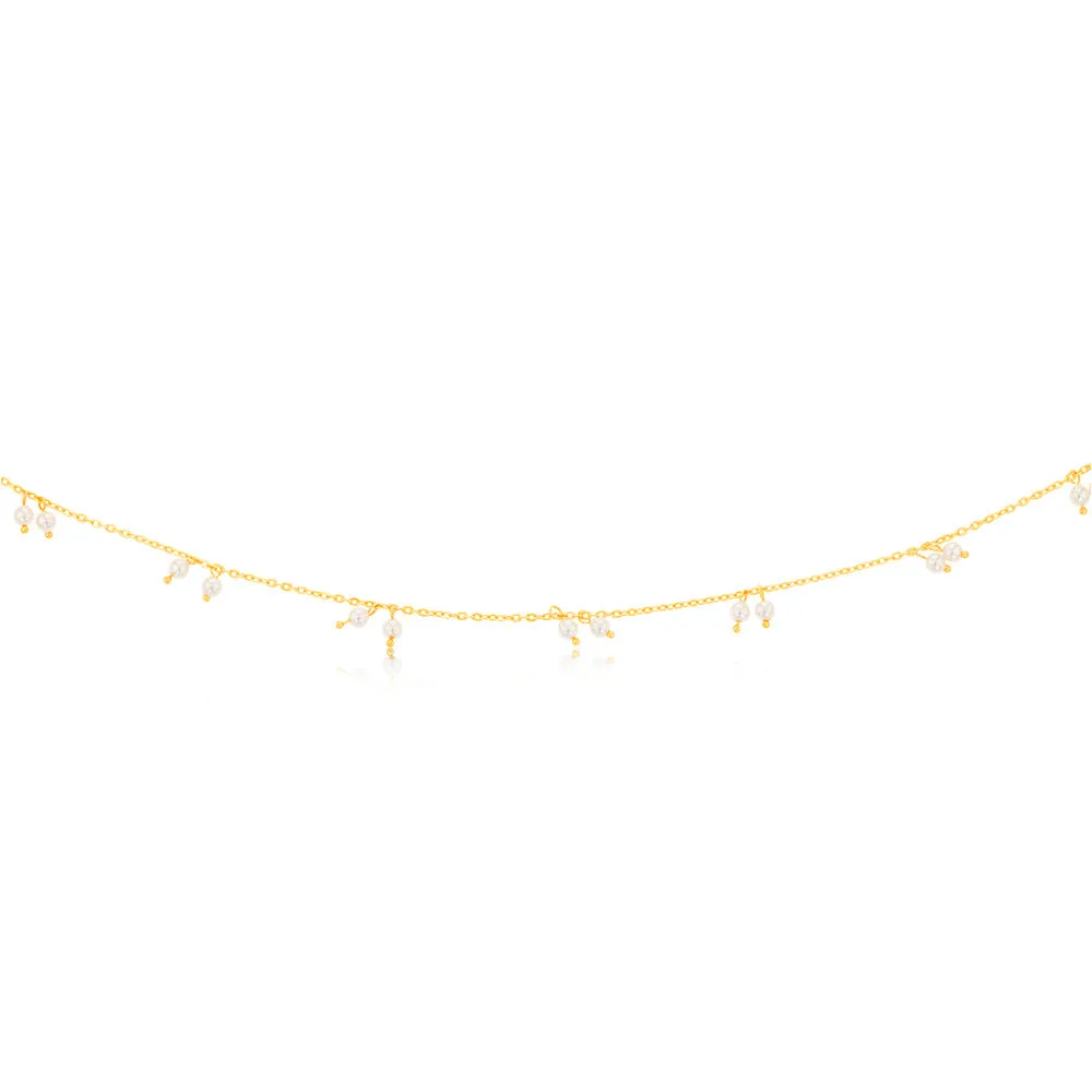 Sterling Silver Gold Plated Simulated Pearls 45cm Chain Shiels