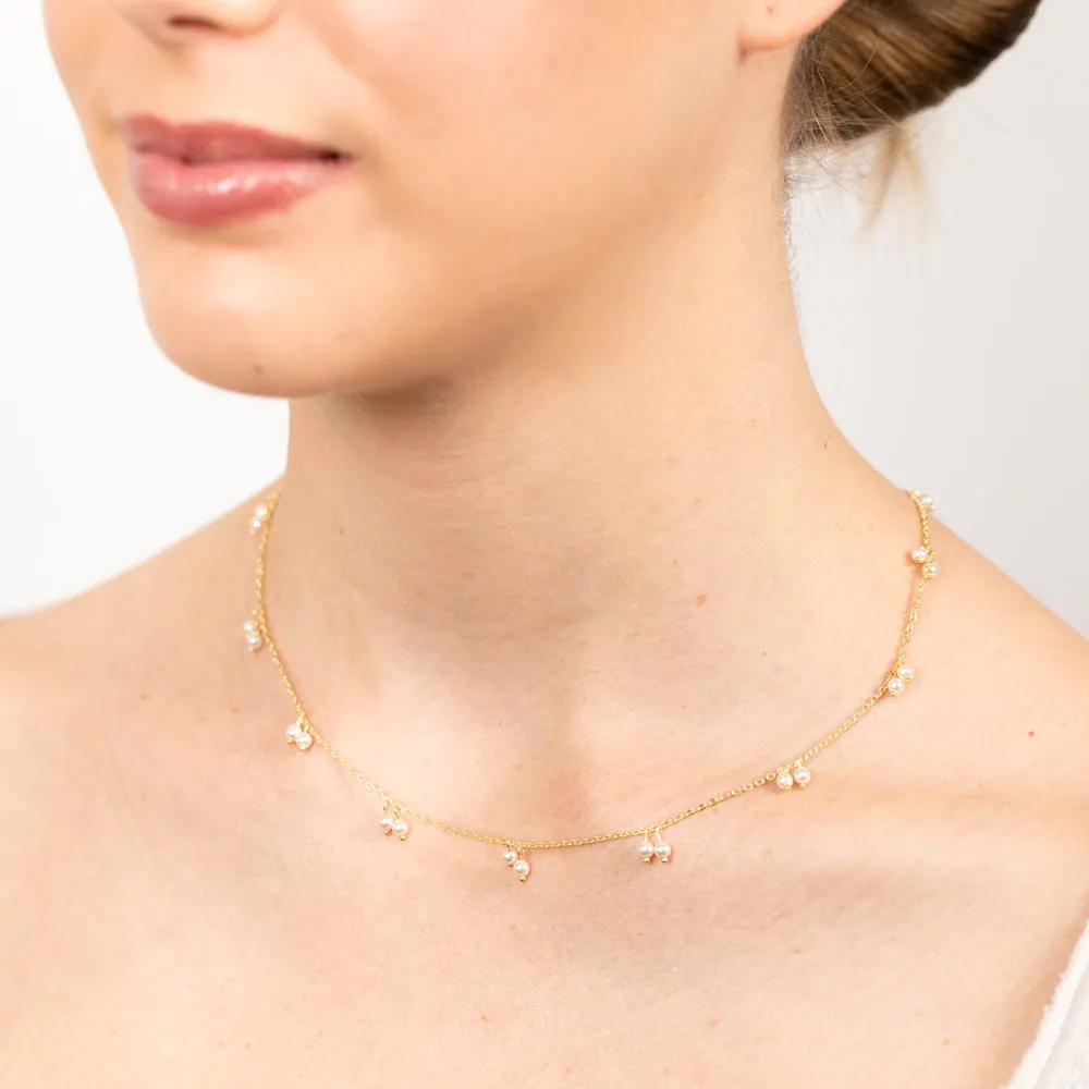 Sterling Silver Gold Plated Simulated Pearls 45cm Chain Shiels