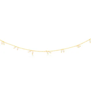 Sterling Silver Gold Plated Simulated Pearls 45cm Chain Shiels