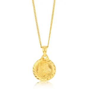 Sterling Silver Gold Plated St Christopher Round Pendant Shiels