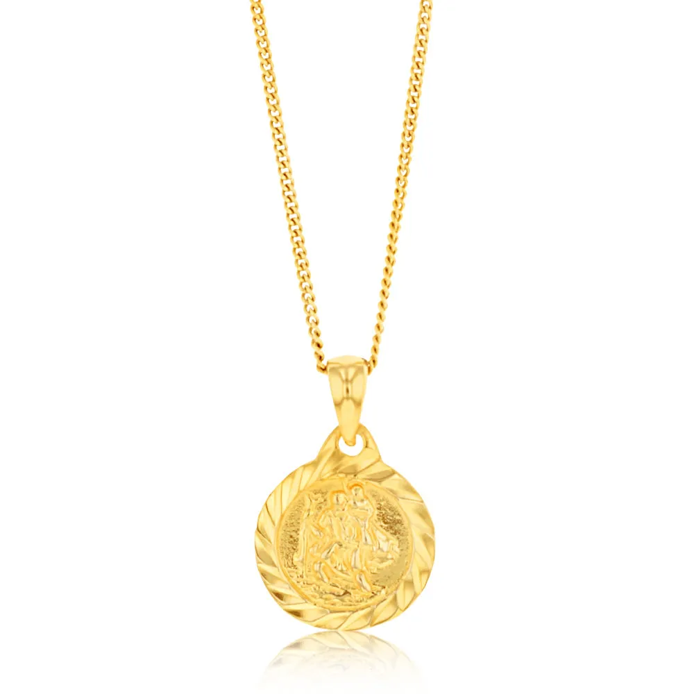 Sterling Silver Gold Plated St Christopher Round Pendant Shiels