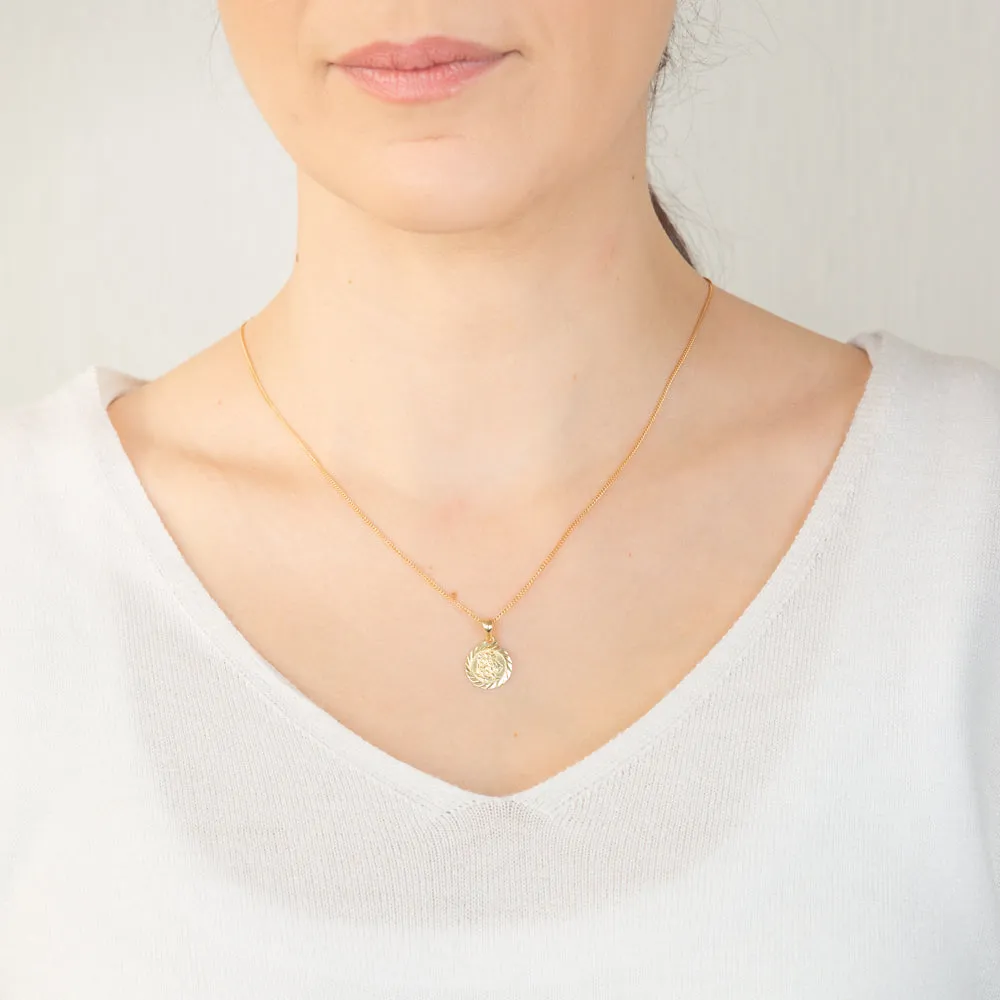 Sterling Silver Gold Plated St Christopher Round Pendant Shiels