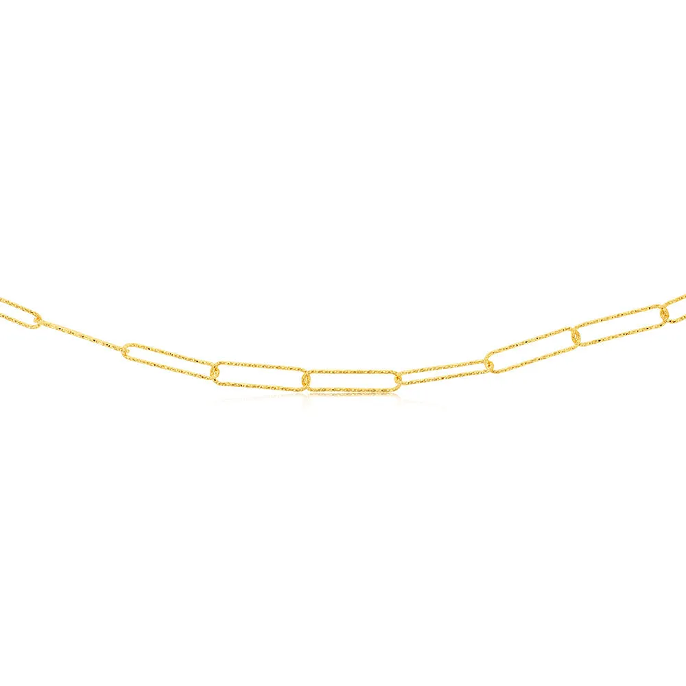 Sterling Silver Gold Plated Textured Paperclip 42cm Chain Shiels