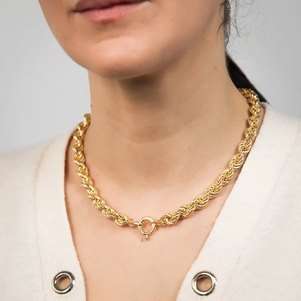 Sterling Silver Gold Plated Twisted 45cm Chain Shiels