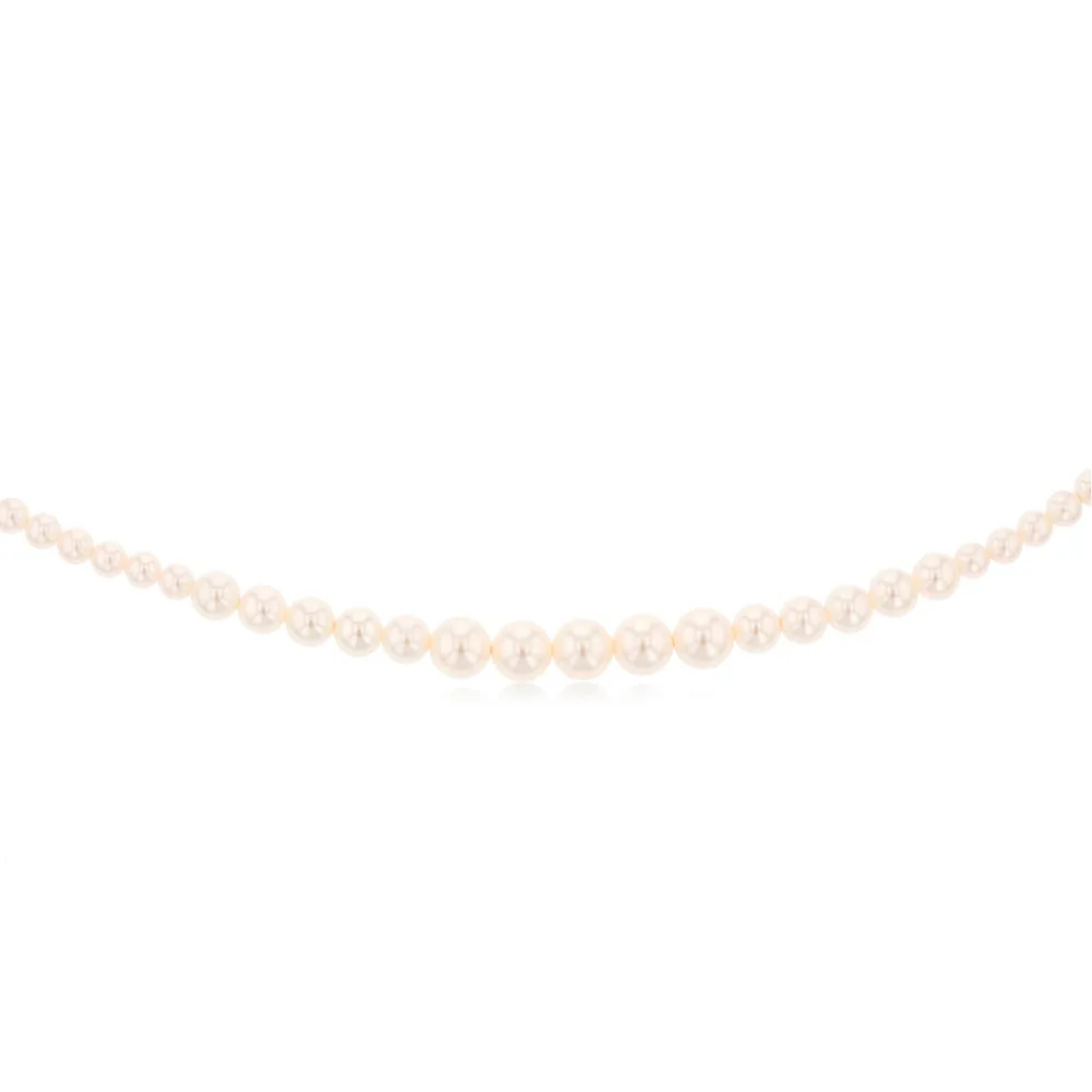 Sterling Silver Graduating Simulated Pearl 41cm Chain Shiels