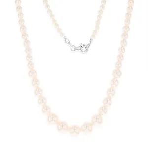 Sterling Silver Graduating Simulated Pearl 41cm Chain Shiels