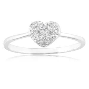 Sterling Silver Heart Diamond Ring Shiels