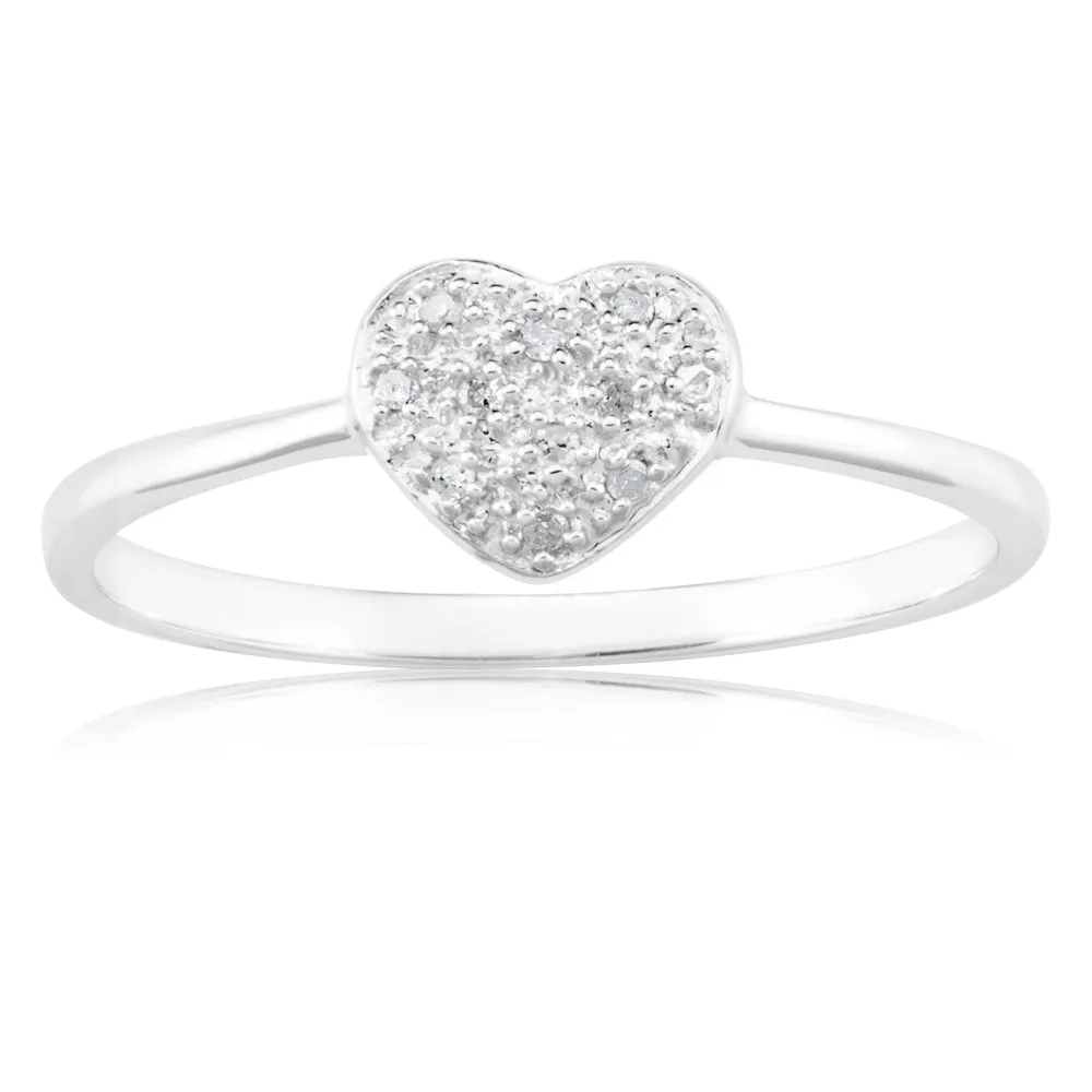 Sterling Silver Heart Diamond Ring Shiels