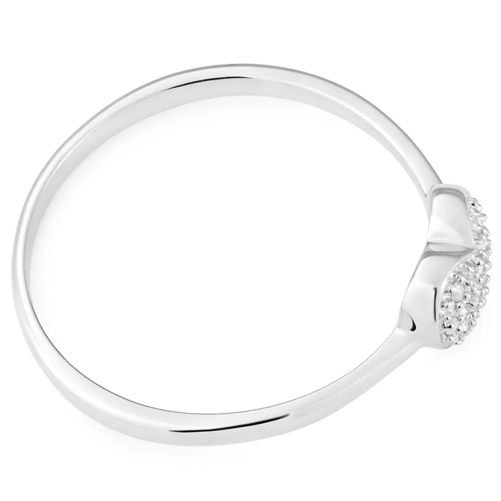 Sterling Silver Heart Diamond Ring Shiels