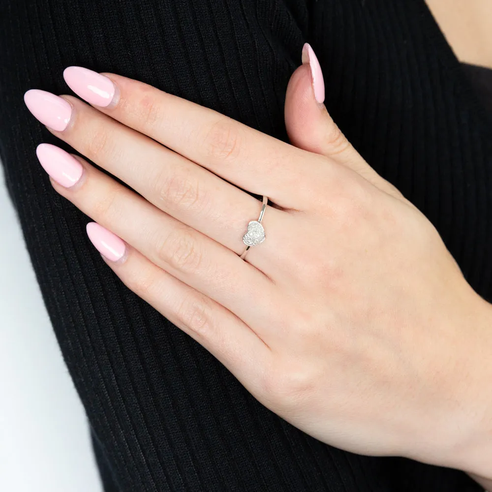 Sterling Silver Heart Diamond Ring Shiels