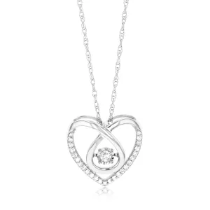 Sterling Silver Heart Shaped Pendant in 1/5 Carat Natural Diamonds Shiels