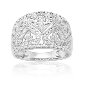 Sterling Silver Hearts Diamond Ring with 1 Brilliant Cut Diamond Shiels
