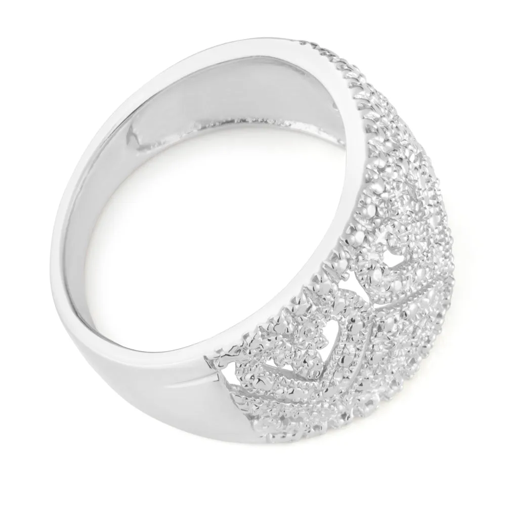 Sterling Silver Hearts Diamond Ring with 1 Brilliant Cut Diamond Shiels