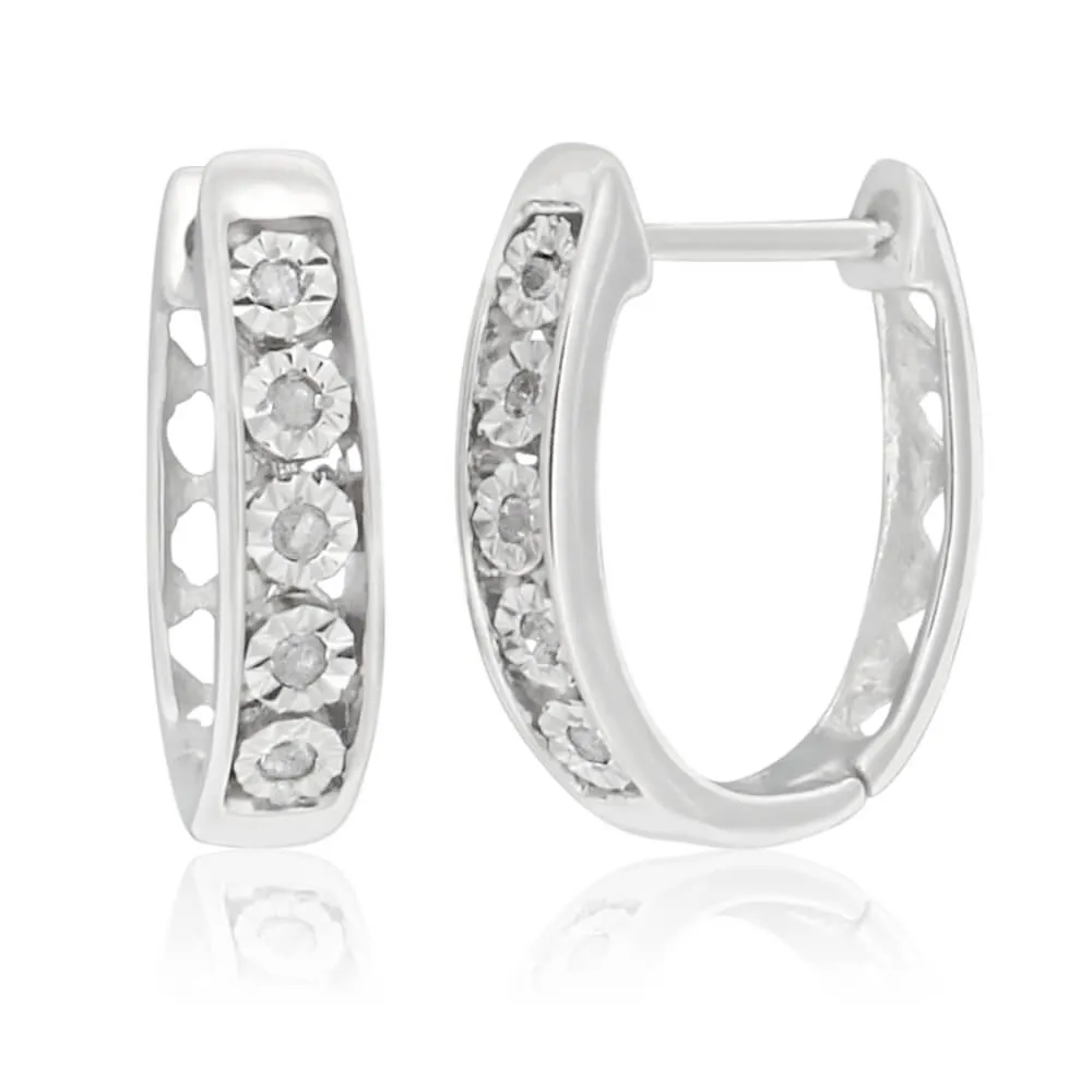 Sterling Silver Hoops with Diamonds Shiels