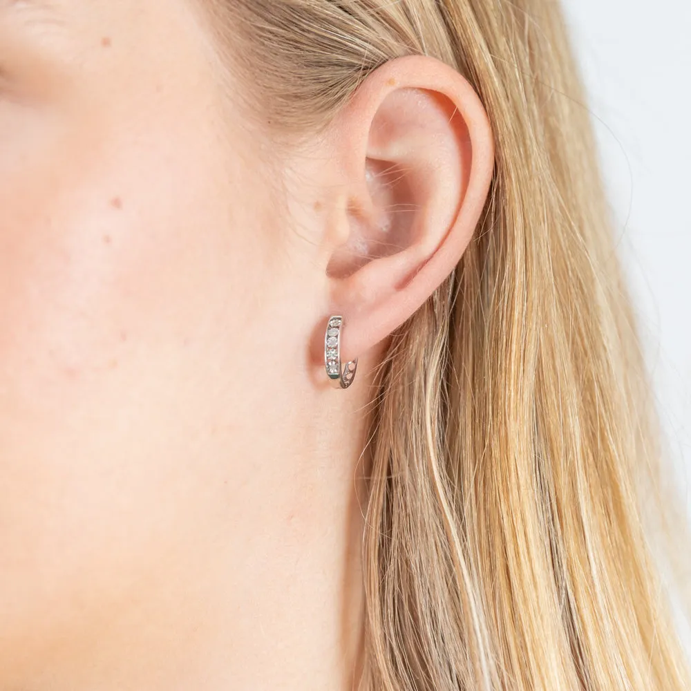 Sterling Silver Hoops with Diamonds Shiels