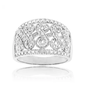 Sterling Silver Infinity Diamond Ring with 1 Brilliant Cut Diamond Shiels