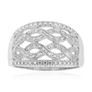 Sterling Silver Infinity Diamond Ring with 1 Brilliant Cut Diamond Shiels