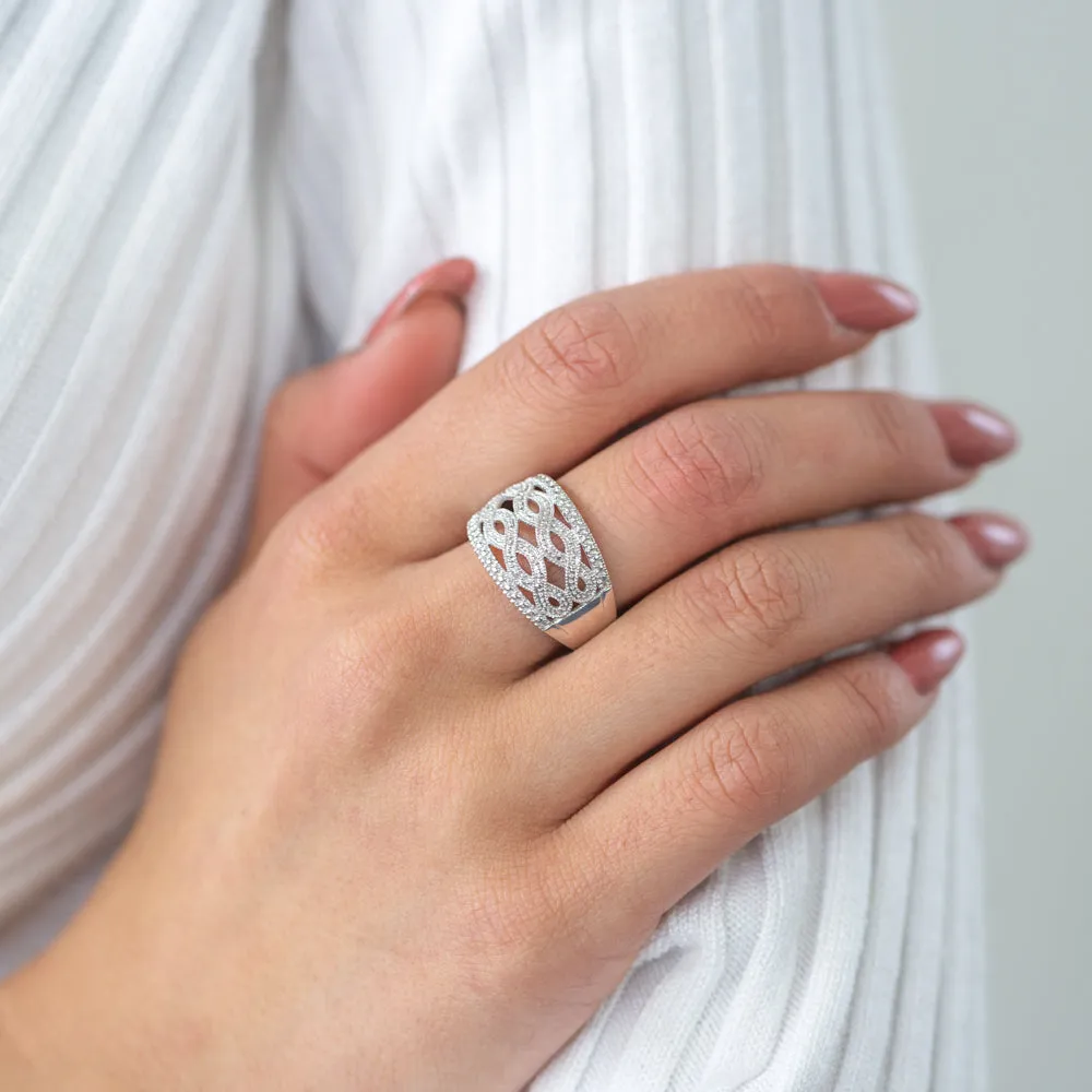 Sterling Silver Infinity Diamond Ring with 1 Brilliant Cut Diamond Shiels
