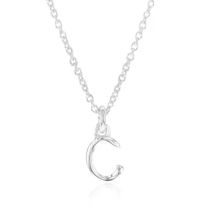 Sterling Silver Initial Letter "C" Pendant On 45cm Chain Shiels