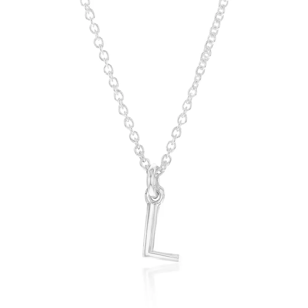 Sterling Silver Initial Letter "L" Pendant On 45cm Chain Shiels