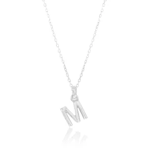 Sterling Silver Initial Letter "M" Pendant On 45cm Chain Shiels