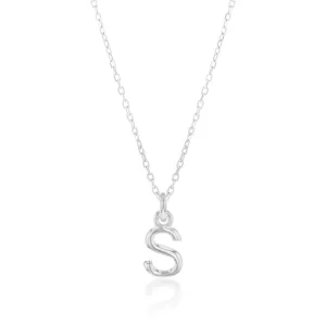 Sterling Silver Initial Letter "S" Pendant on 45cm Chain Shiels