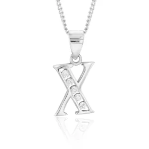 Sterling Silver Initial Zirconia  Initial "X" Pendant Shiels