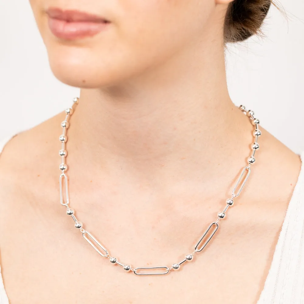 Sterling Silver Link And Ball 45cm Chain Shiels