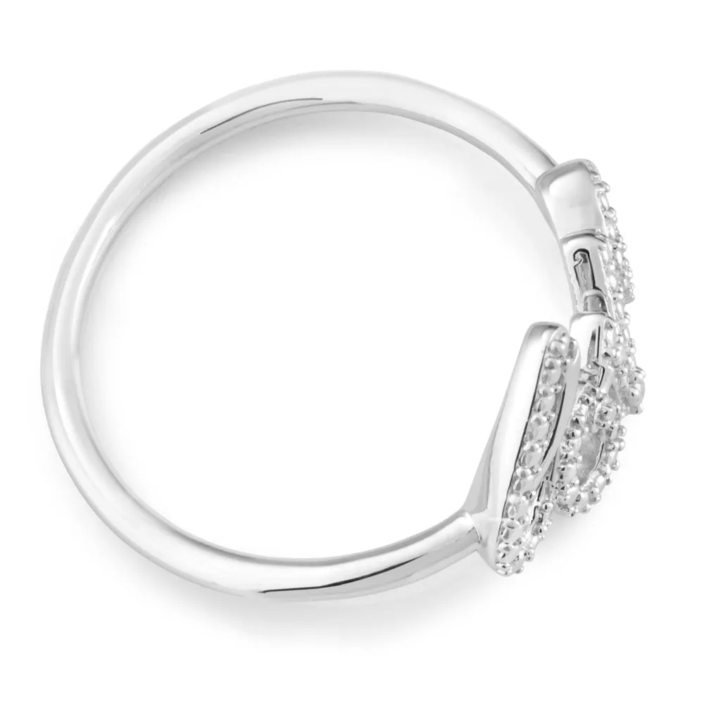Sterling Silver Love Diamond Ring with 1 Brilliant Cut Diamond Shiels
