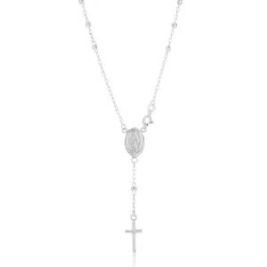 Sterling Silver Madonna And Cross Rosary 45cm Chain Shiels