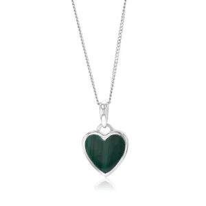 Sterling Silver Malachite Coloured Stone Heart Pendant Shiels