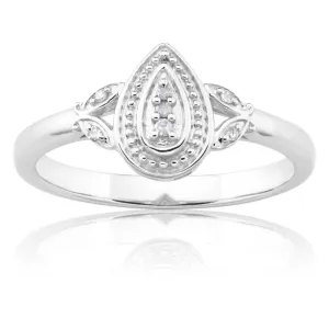 Sterling Silver Marquise Shaped Diamond Ring Shiels