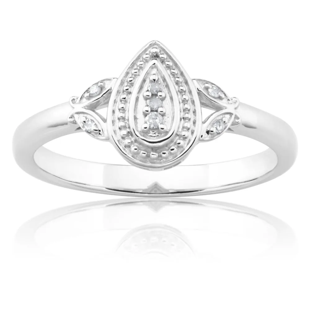 Sterling Silver Marquise Shaped Diamond Ring Shiels