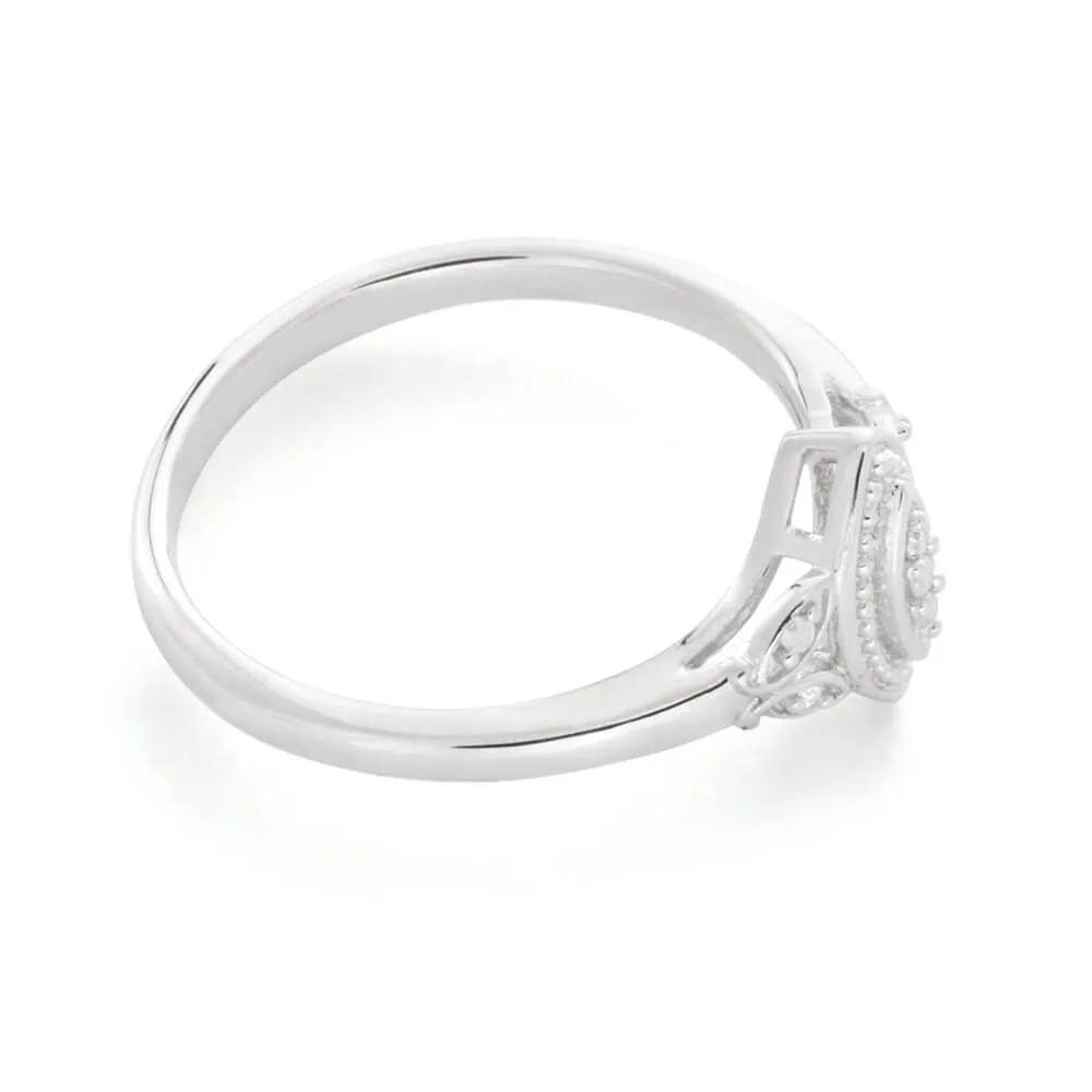 Sterling Silver Marquise Shaped Diamond Ring Shiels