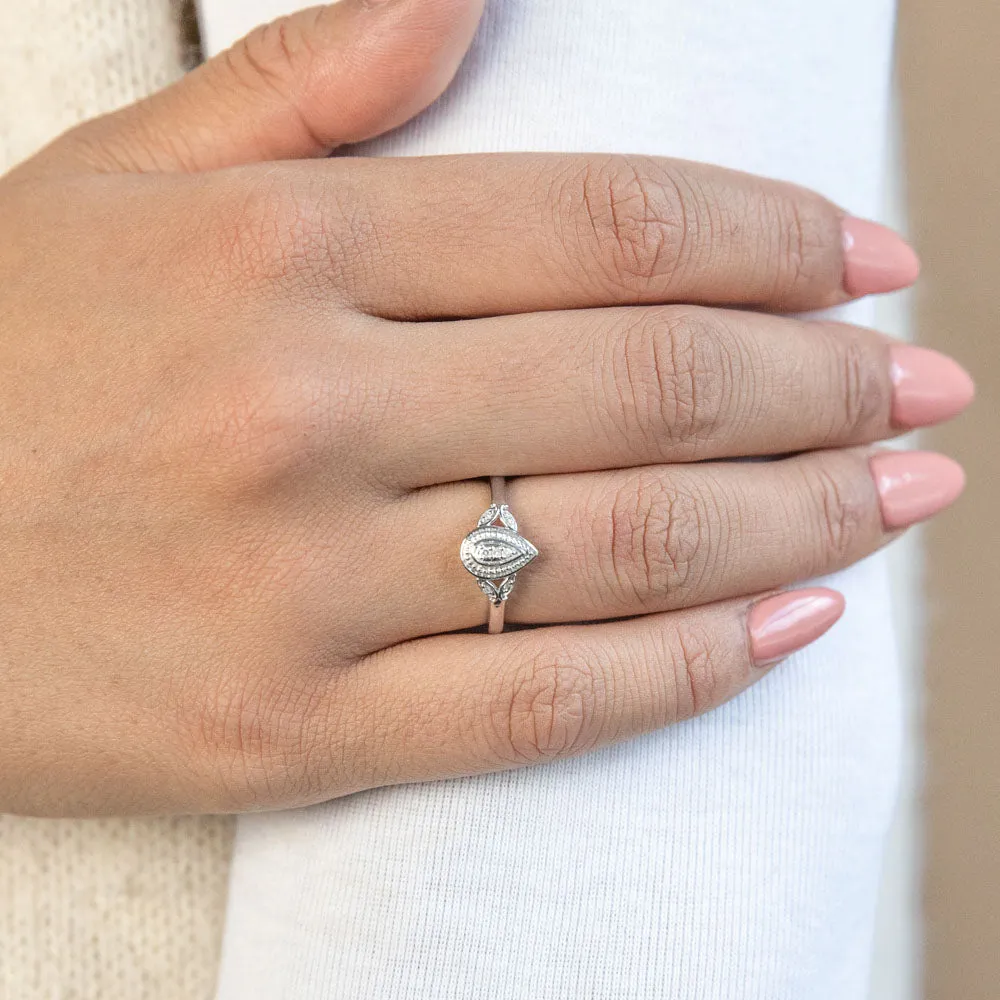 Sterling Silver Marquise Shaped Diamond Ring Shiels