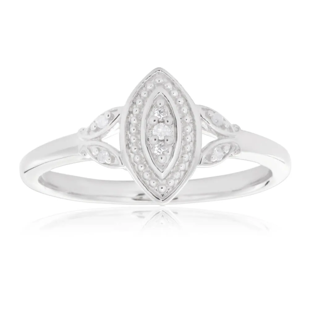 Sterling Silver Marquise Shaped Diamond Ring Shiels
