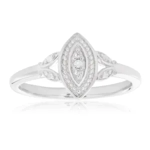 Sterling Silver Marquise Shaped Diamond Ring Shiels