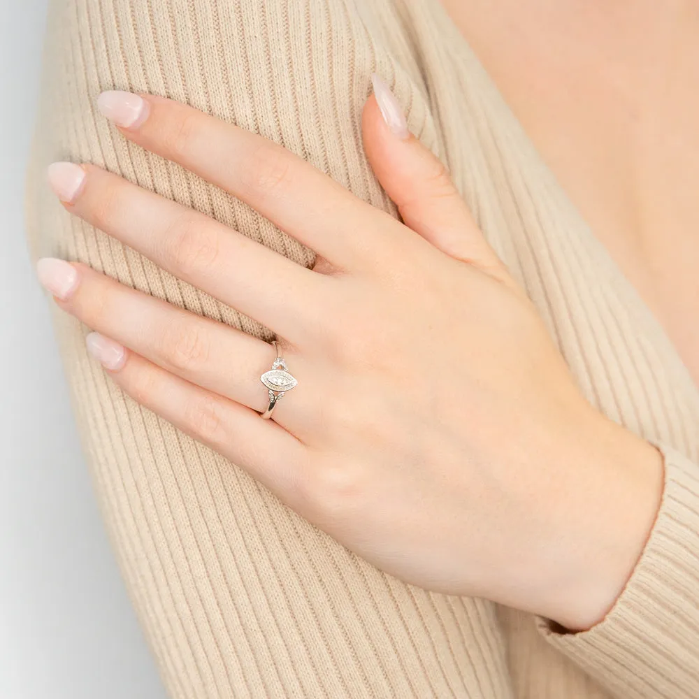 Sterling Silver Marquise Shaped Diamond Ring Shiels