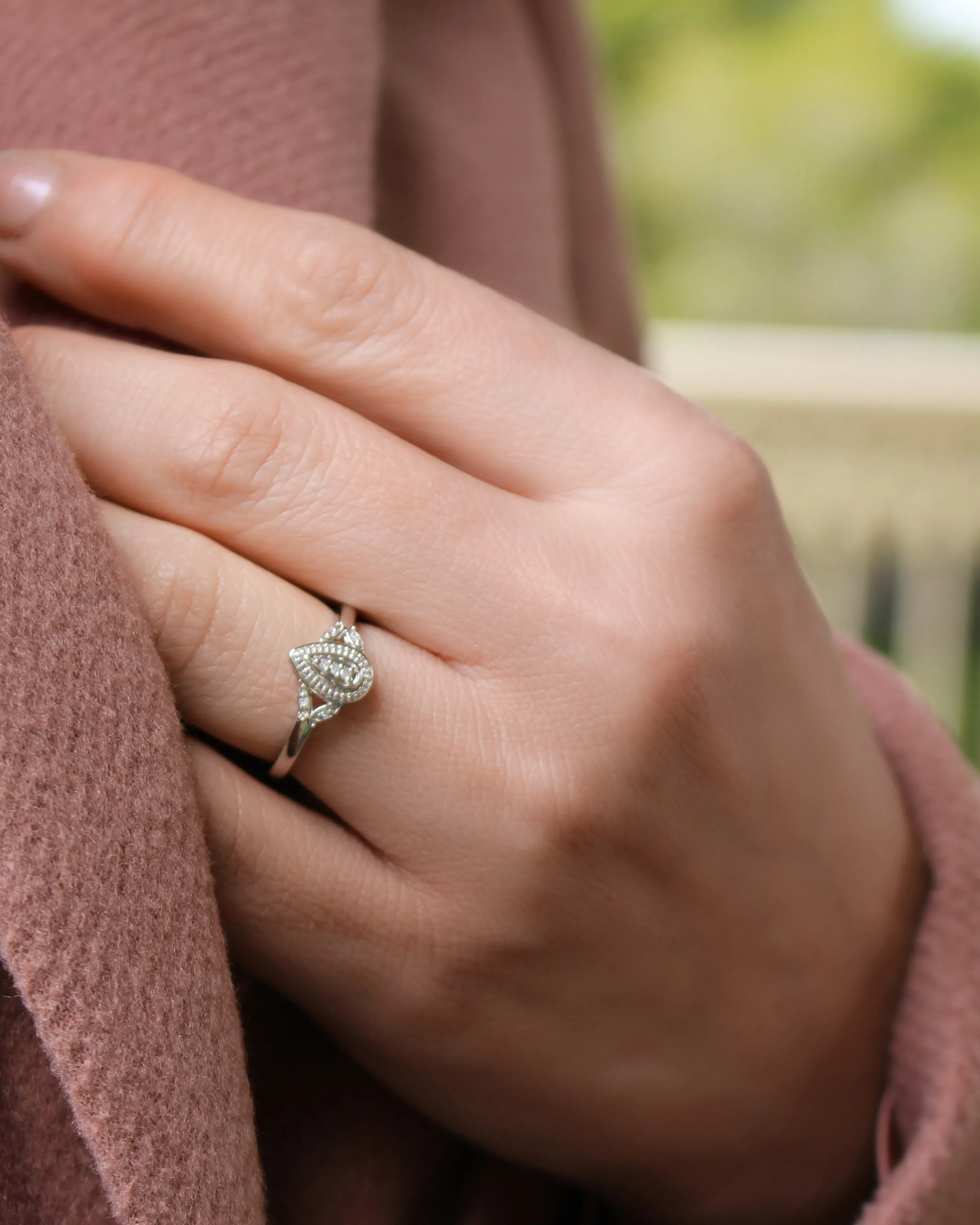 Sterling Silver Marquise Shaped Diamond Ring Shiels