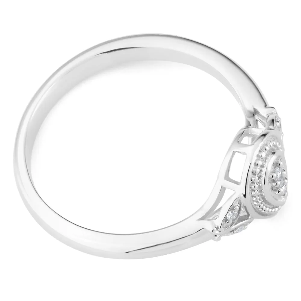 Sterling Silver Marquise Shaped Diamond Ring Shiels
